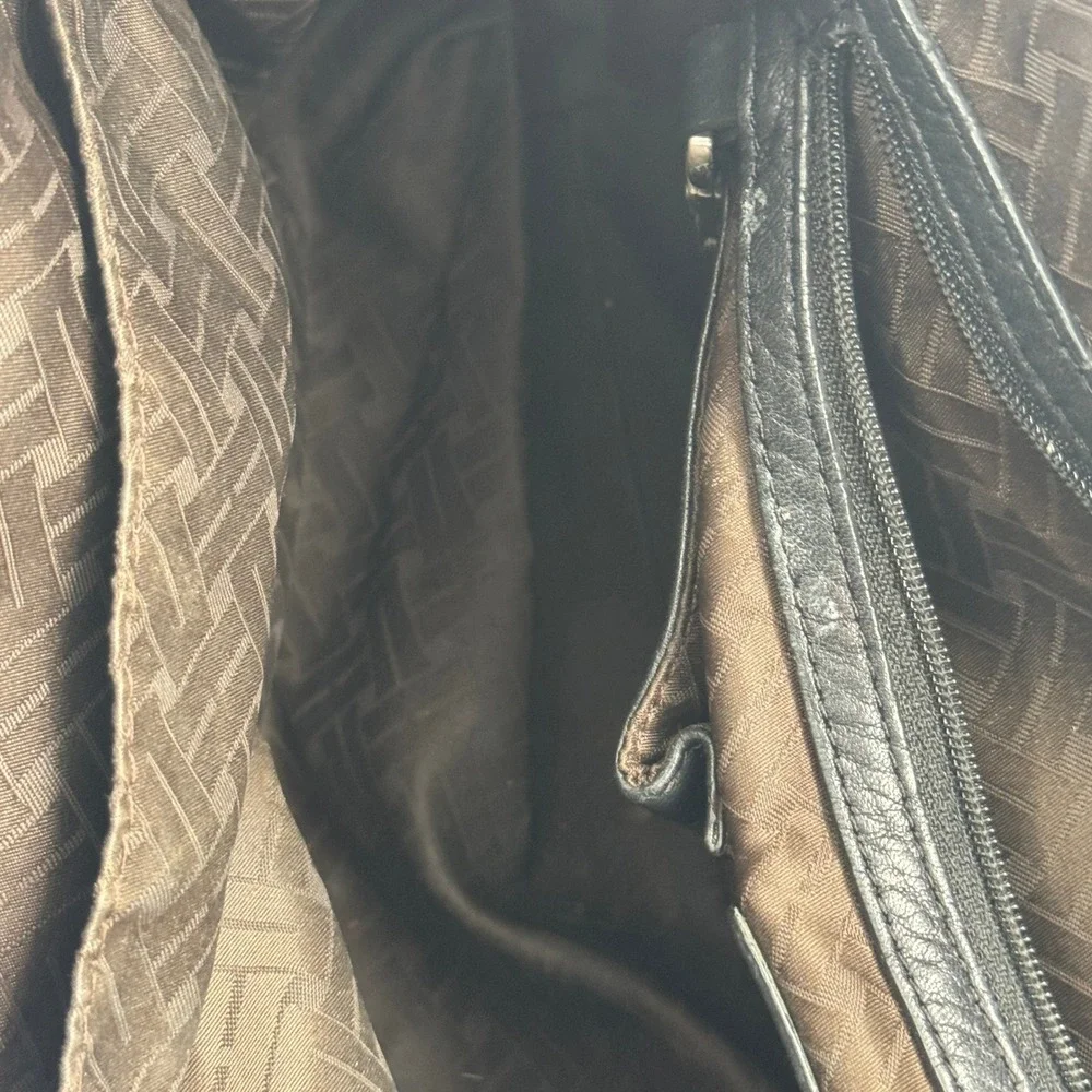 Cole Haan Black Pebbled Leather Tote Bag Silver Buckle Accent Shoulder Bag - Picture 13 of 14